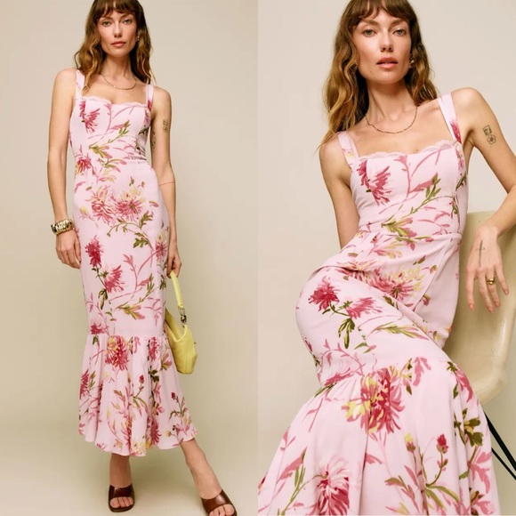 Reformation Dresses & Skirts - Reformation Irisa Maxi Dress Floral Pink Enchanting Chrysanthemum Floral Pink 6